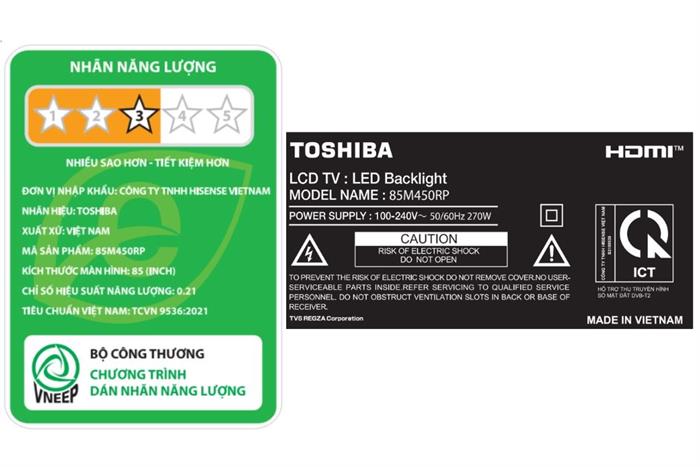 Smart Tivi QLED Toshiba AI 4K 85 inch 85M450RP